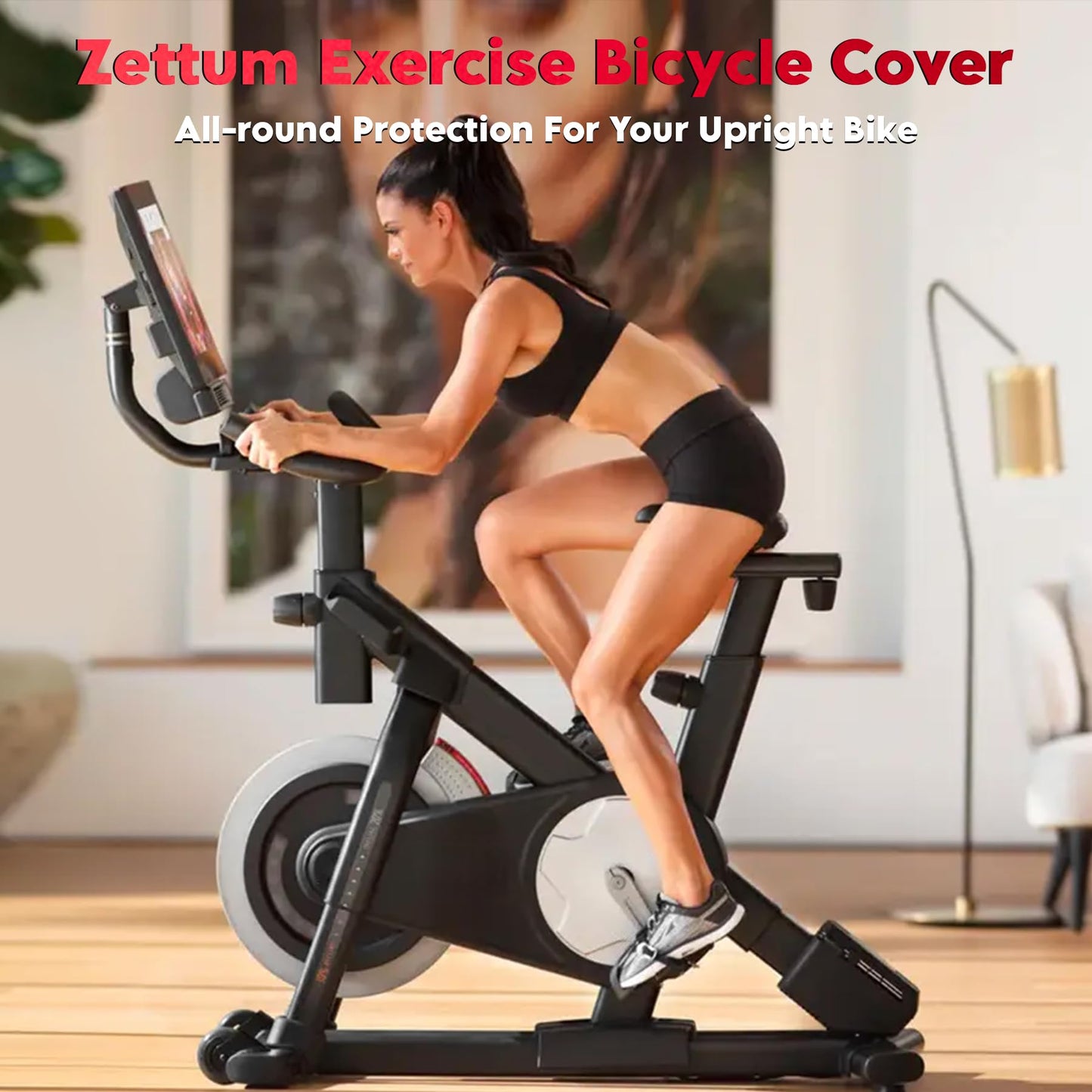 Zettum Exercise Bike Cover - 600D Bicycle Cover Waterproof & Dustproof, Heavy-Duty Stationary Bike Cover for Peloton, Schwinn, NordicTrack, Upright Bicycle Covers, All-Weather Indoor & Outdoor Use