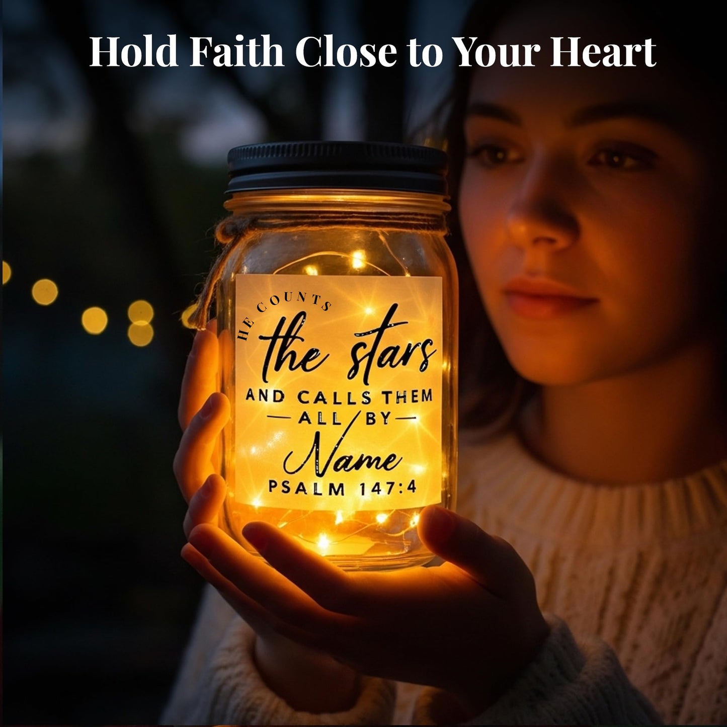 Christian Gifts for Women - Bible Verse Jar with Fairy Lights - Encouragement Gifts for Women - Christian Gift for Teen Girls & Adults - Mason Jar Lights - Decorative Jars with Bible Verses