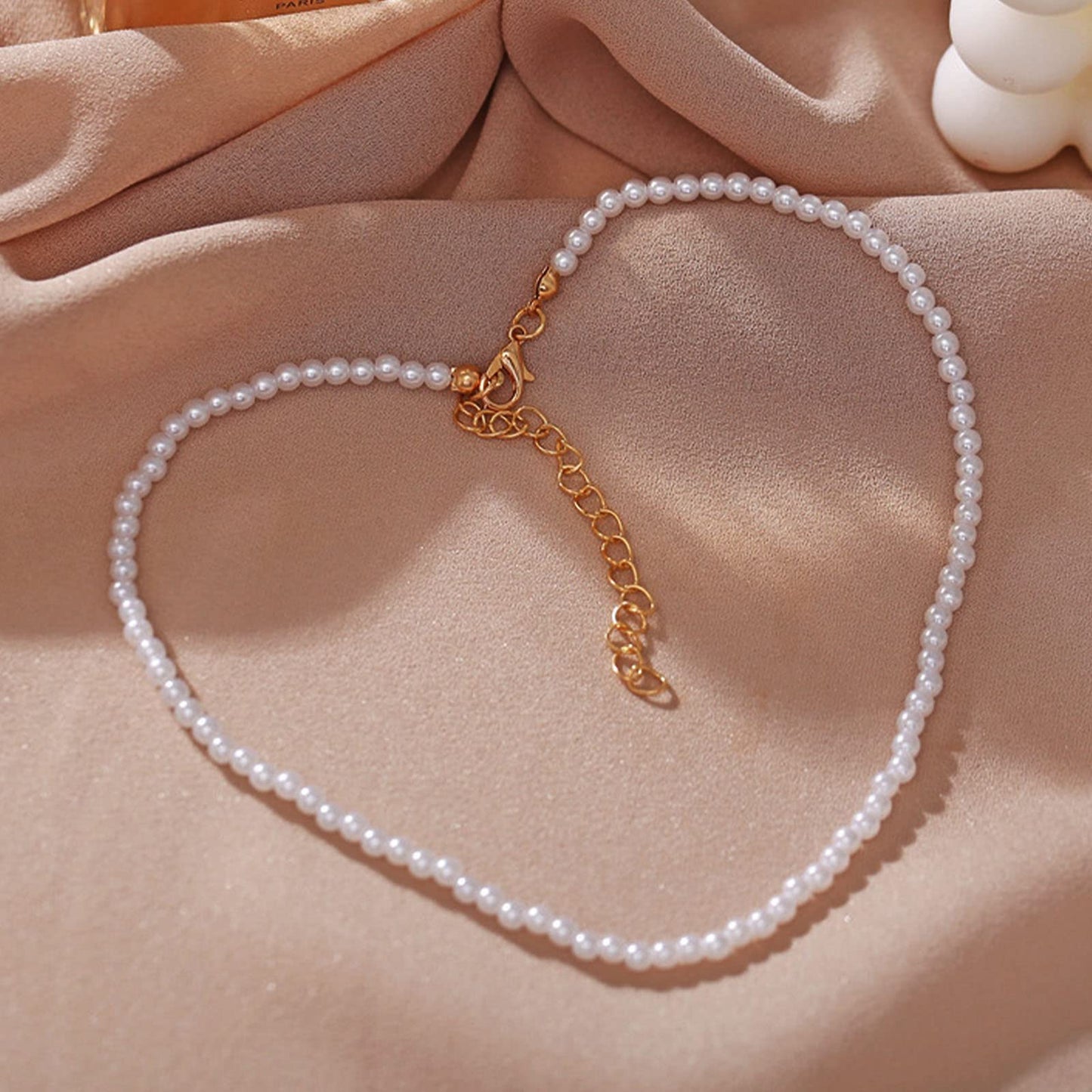 Luxval Pearl Necklaces Choker for Women,Cream White Pearl Jewelry, 14K Gold Plated Handmade Dainty Toggle Clasp Necklace for Women Jewelry Gifts