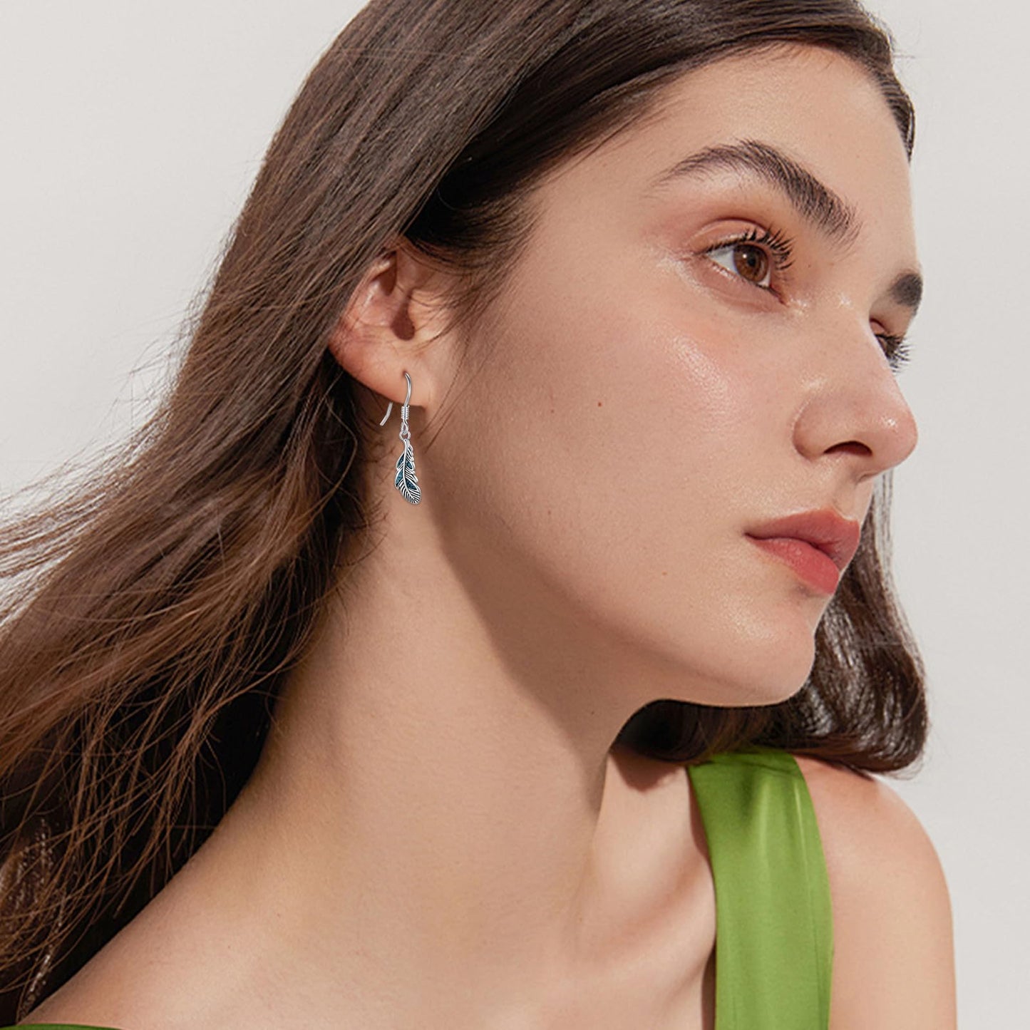 KoyeKei Turquoise Feather Earrings 925 Sterling Silver Feather Dangle Drop Earrings Western Jewelry Country Christmas Graduation Gifts for Women Her