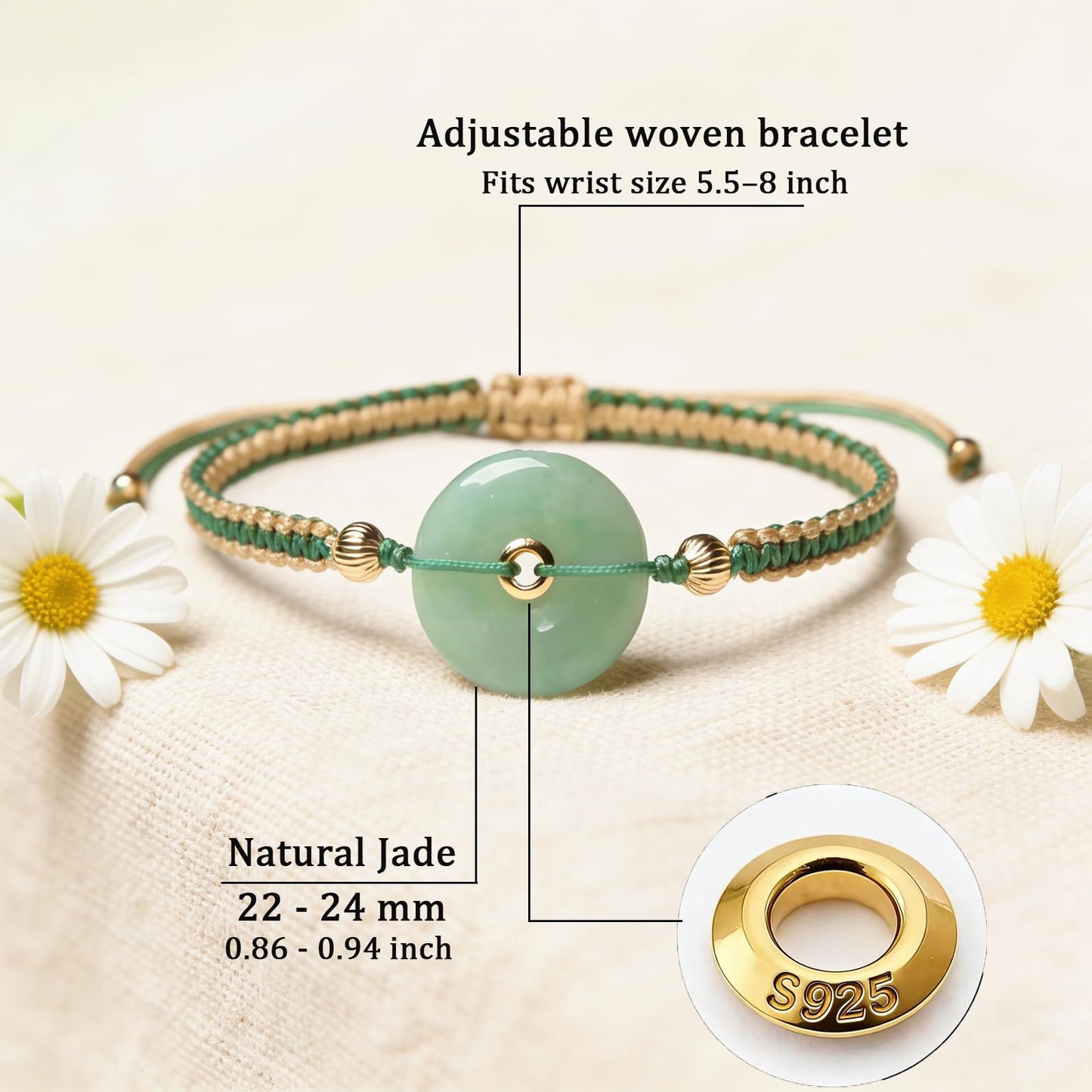 HL1971 Natural Jade Beaded Elastic Bracelet Gradient Green Jade Bead Ladies Bracelet, Suitable for Christmas, Thanksgiving