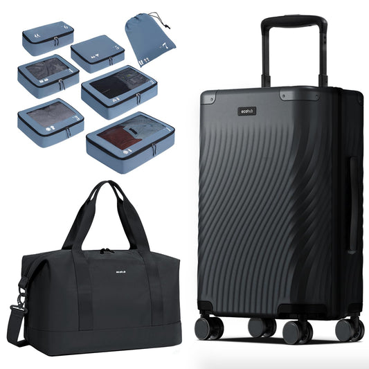 ECOHUB Hardside Expandable Carry On Luggage 2 Set and Packing Cubes 7 Set Tear-Resistant Packing Cubes