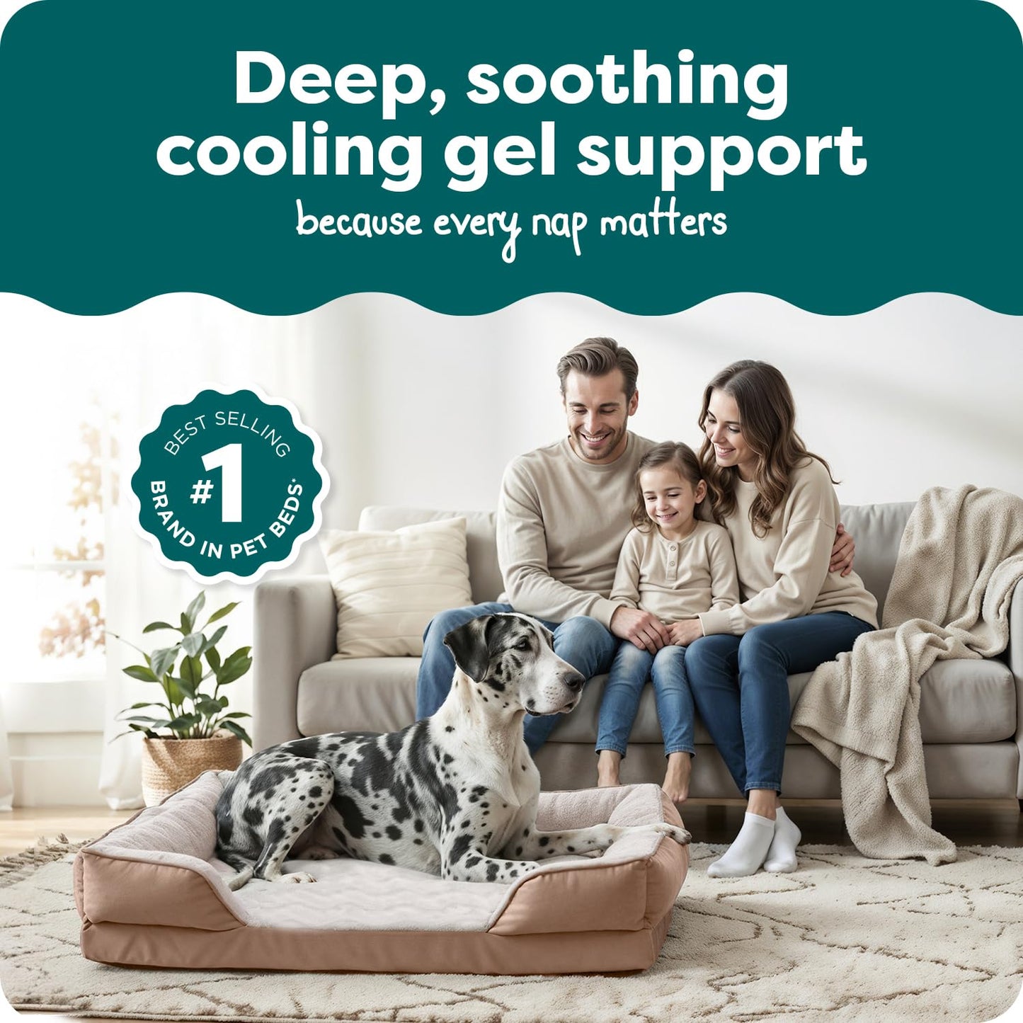 FurHaven Cooling Gel Dog Bed for Large Dogs, Perfect Comfort Sofa Bed with Cool Gel-Top Foam & Solid Orthopedic Foam Base for Joint Support, Washable Cover, Jumbo Plus XXL, Plush & Velvet, Brownstone.