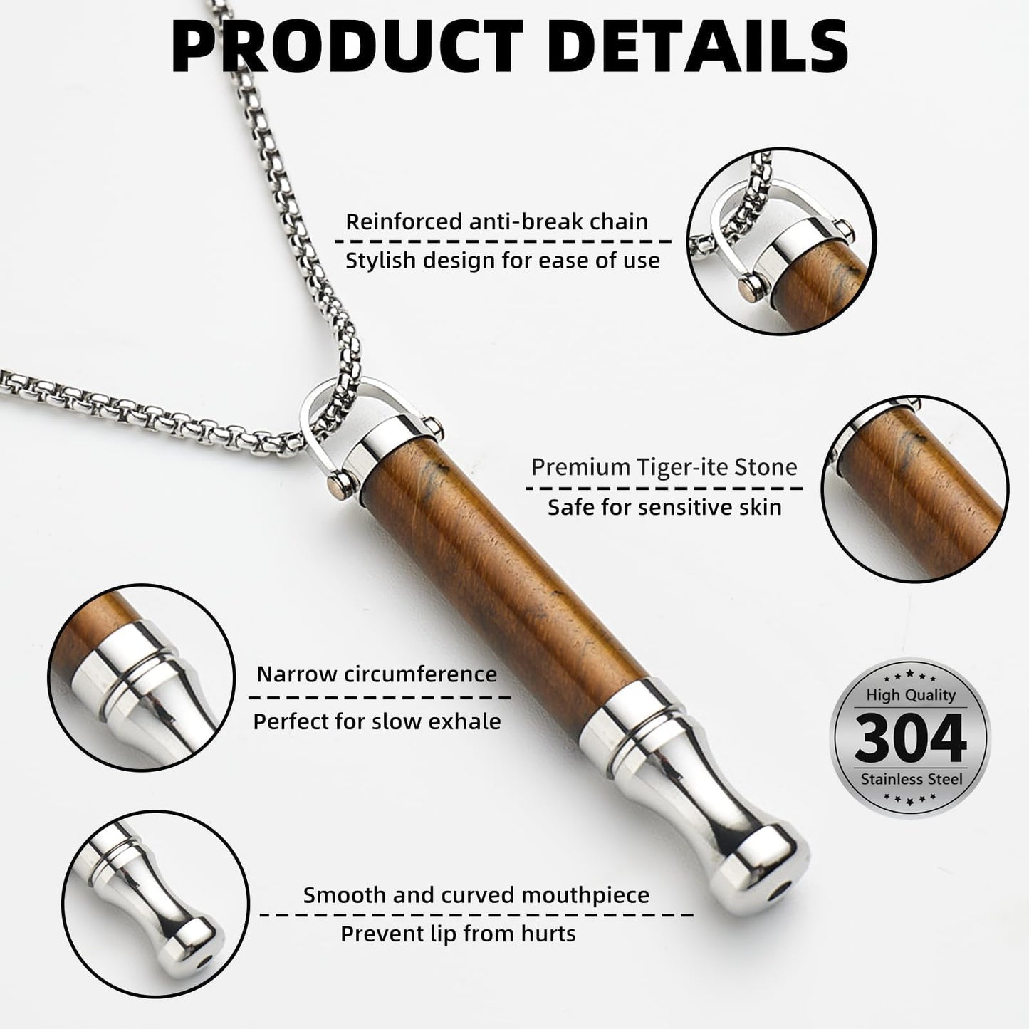 AD ADASTONE Breathing Necklace for Anxiety Relief Breathlink Anti Smoking Necklace Stop Smoking Aids Quit Vaping Tools for Smoking Cessation Fum Vaporless Inhaler for Natural Calm Stress Relief
