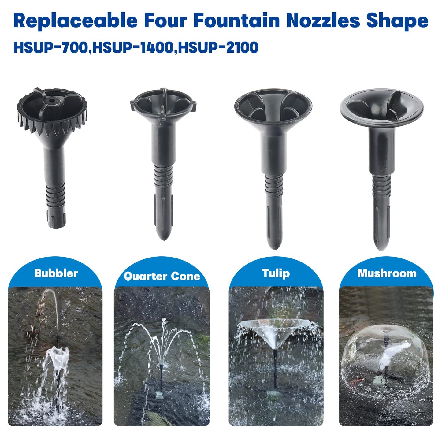 OYO WATER Pond Pumps Submersible Outdoor,185GPH Water Fountain Pump with Fountain Kits for Small Ponds