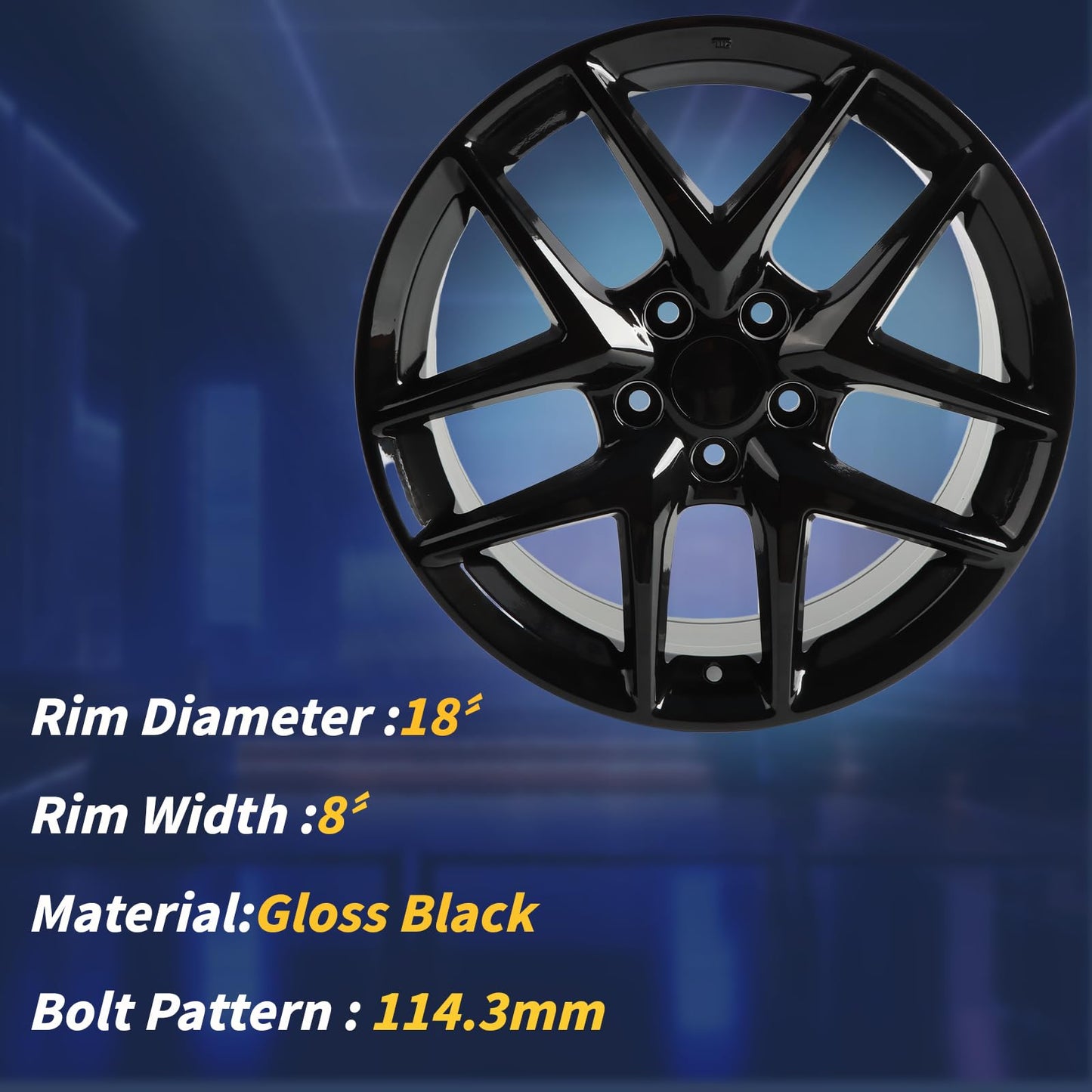 LUNEGUE New 18" 18x8" Replacement Alloy Wheel Rim Fits for 2022 2023 2024 Honda Civic Sport Direct Fit Alloy Rims, ALY10393U45N, OE Direct Fit Replacement Rim