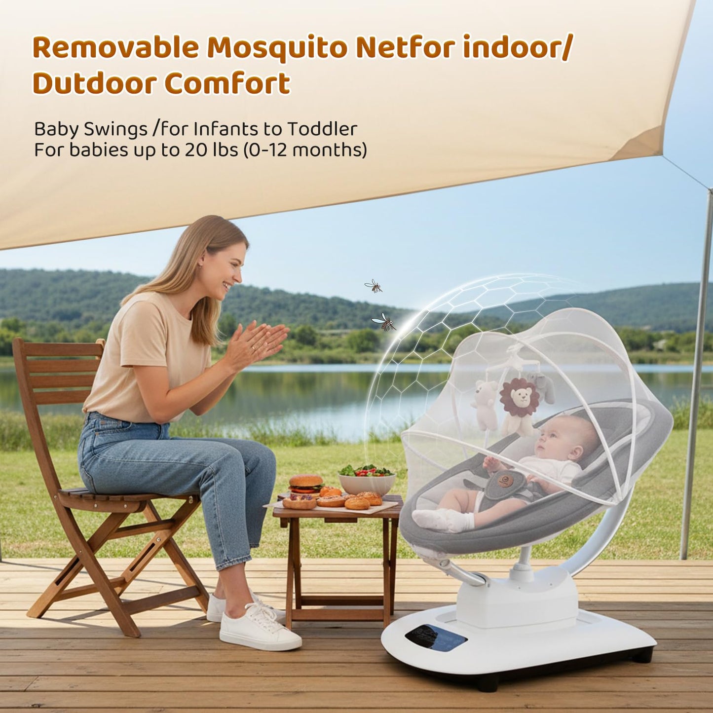 Baby Swing, Multi-Motion Baby Swings for Infants to Toddlers, Enabled with 5 Unique Motions & 5 Speeds, 360° Rotating Seat, 5-Point Harness, 5 Preset Lullabies
