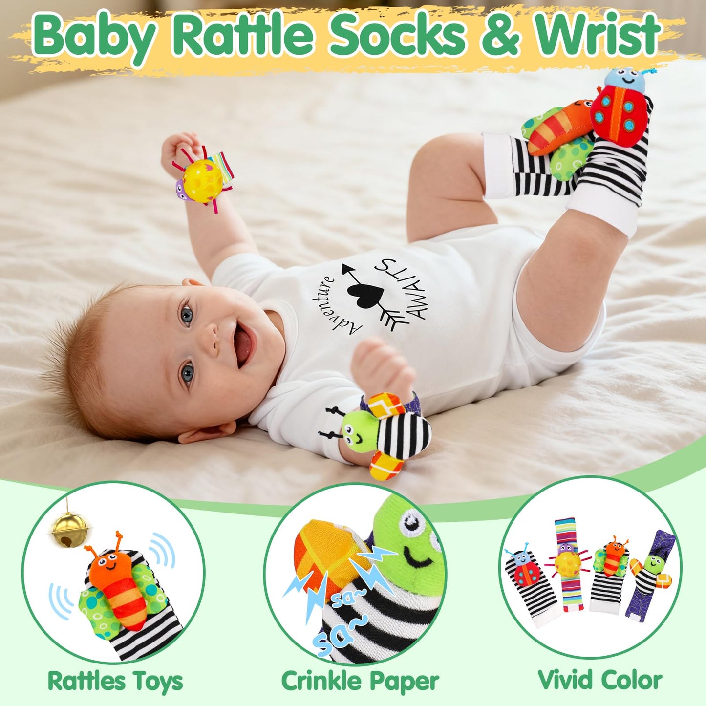 Baby Shower Gifts Basket for Newborn Baby Boy Girl Gender Reveal with Newborn Essentials Baby Rattles Blanket Onesie Black and White High Contrast Baby Book Toys 0-6 Months Baby Girls Boys Shower Gift