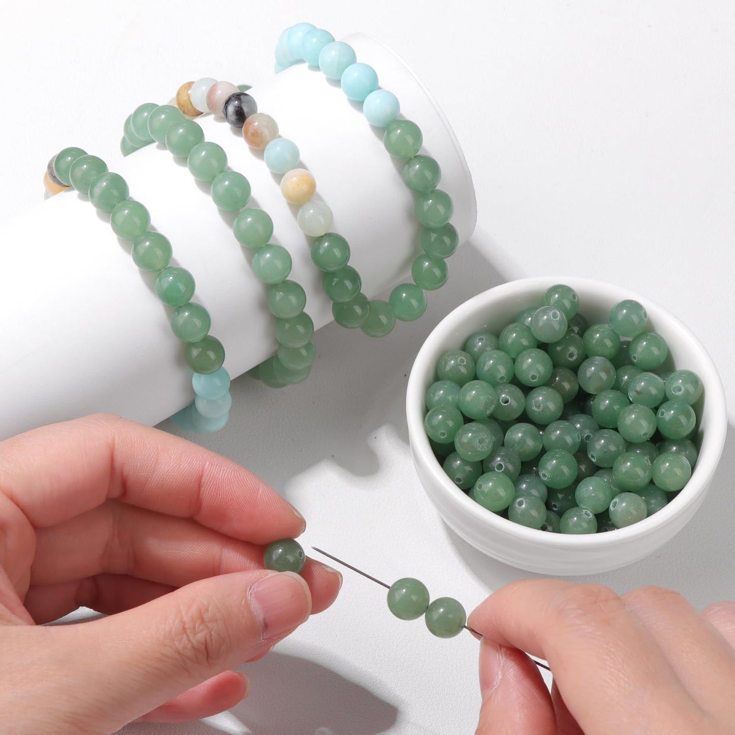 Risyfjew 50PCS 8mm Natural Green Aventurine Beads Gemstone Round Loose Beads for Jewelry Making Chakra Crystal Stone Beads for Bracelets Necklace Earrings Making Supplies (50pcs/Strand)