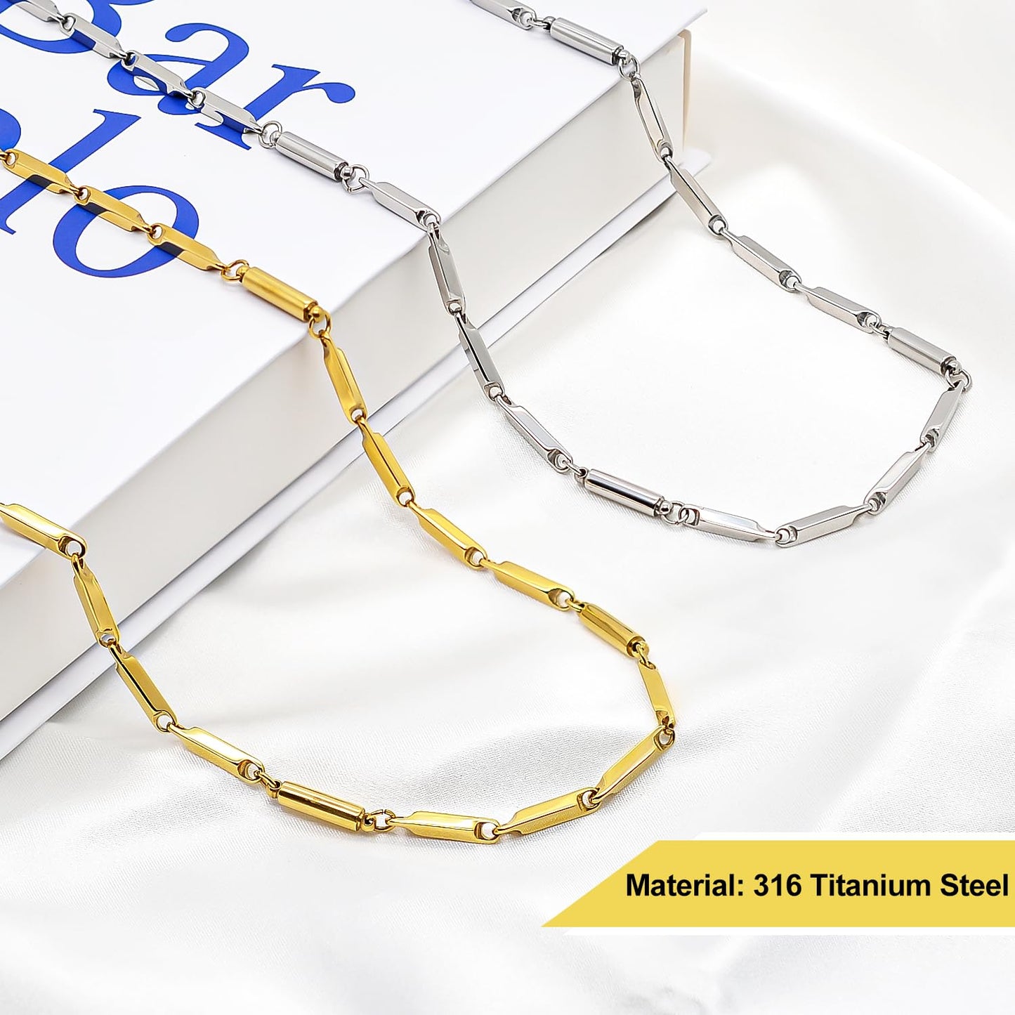 JEROOT Titanium Steel Magnetic Necklace for Women Men Unisex, 6 Ultra Strength Column Magnetic Necklace for Neck Shoulder and Back, Necklace with Jewelry Gift Box