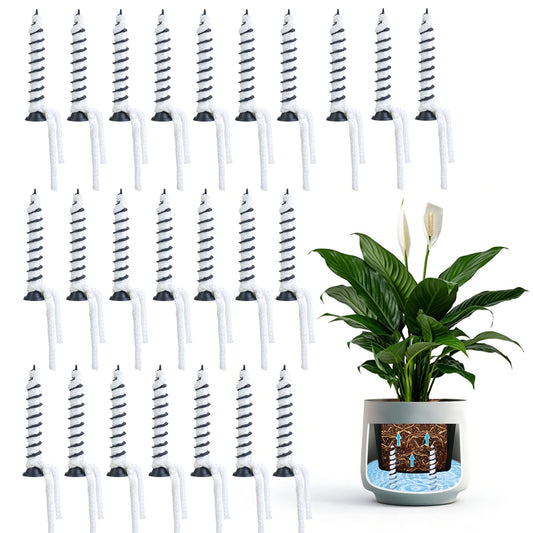 Atvkov 24 Pcs Self Watering Spikes for Indoor Outdoor Plants Automatic Plant Watering Stakes with Wick Rope Planter Insert Devices for Potted Plants Seedlings Garden Pots