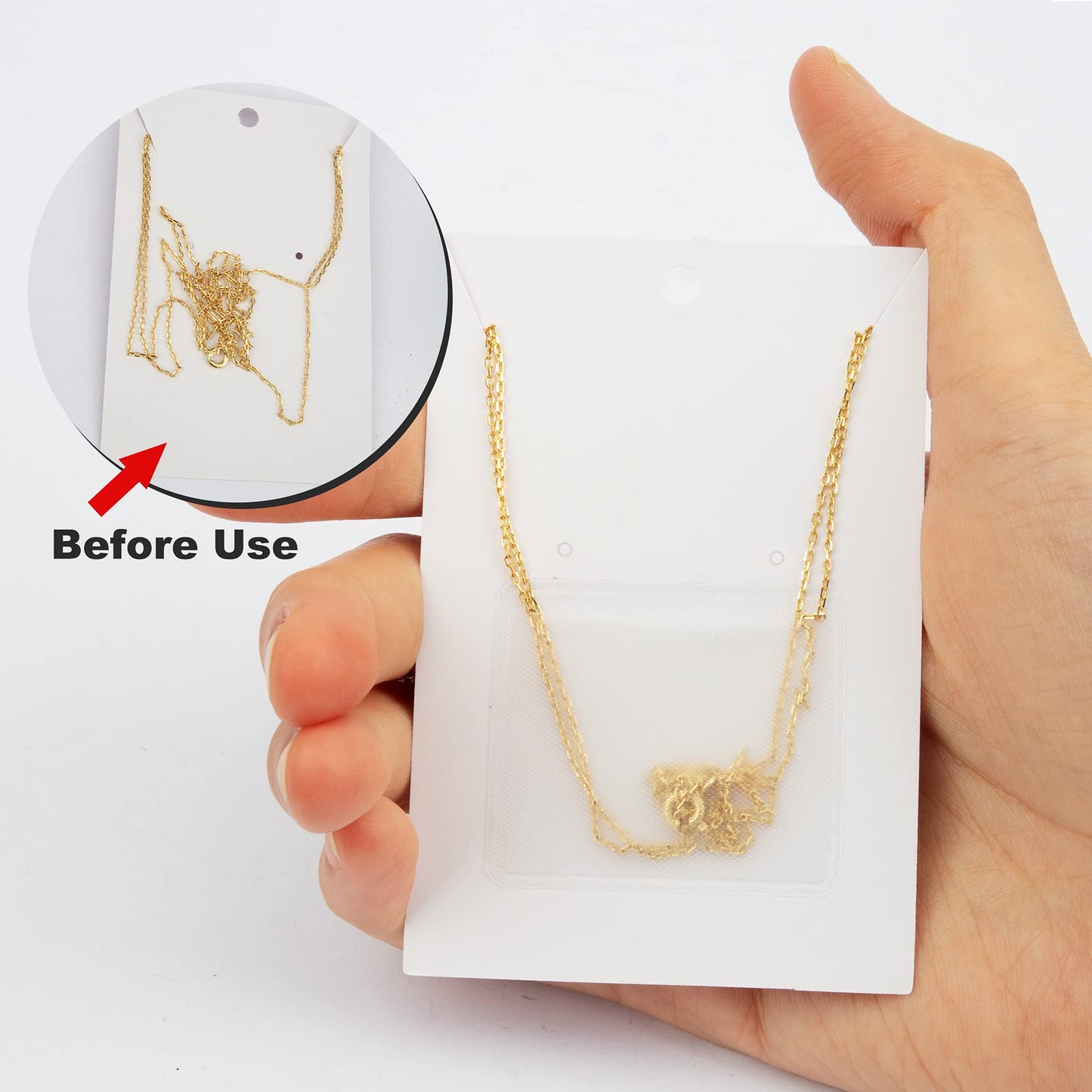 Temlum Necklace Chain Adhesive Pouch for Necklace Display Cards, Self-Adhesive Necklace Chain Pockets Clear Jewelry Bags Necklace Chain Pouch to Hold Loose Chain Jewelry Supplies (300 pcs)