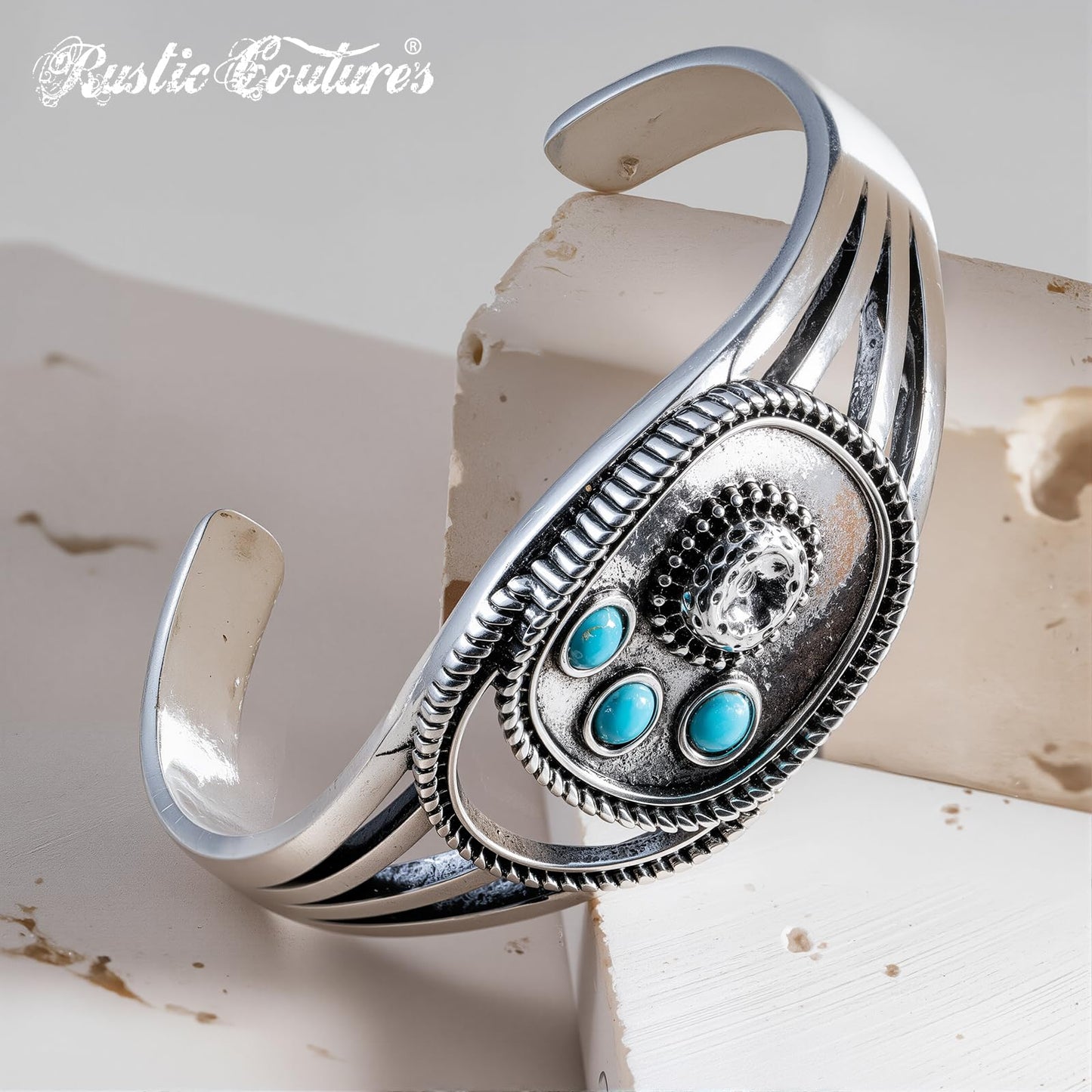 Montana West Rustic Couture's Jewelry Western Turquoise Cuff Bangle Bracelet Bohemian Vintage Elastic for Women Cowgirl RCW-02-110TQ