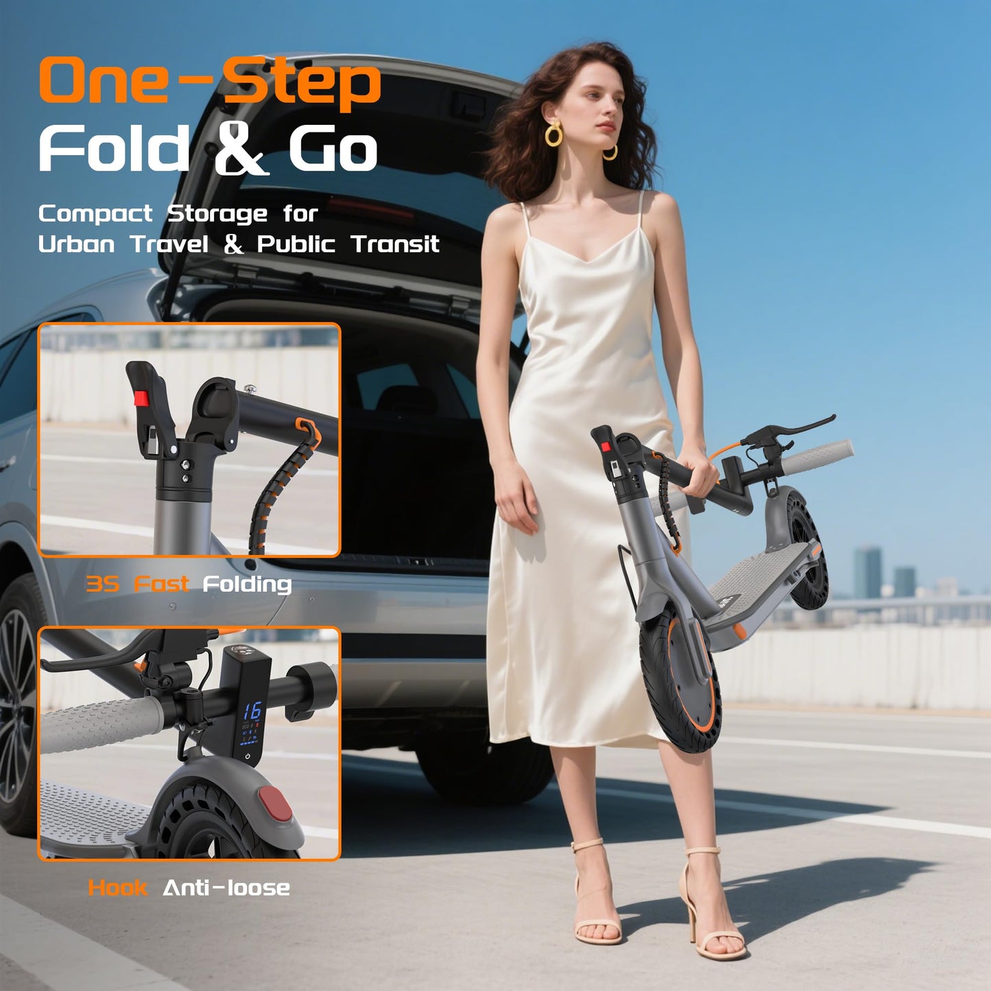 NAVIC Electric Scooter, 8.5" Tires, 350W Motor, 19/Mph, Max 16Miles Ranges, Foldable E Scooter for Adults with App