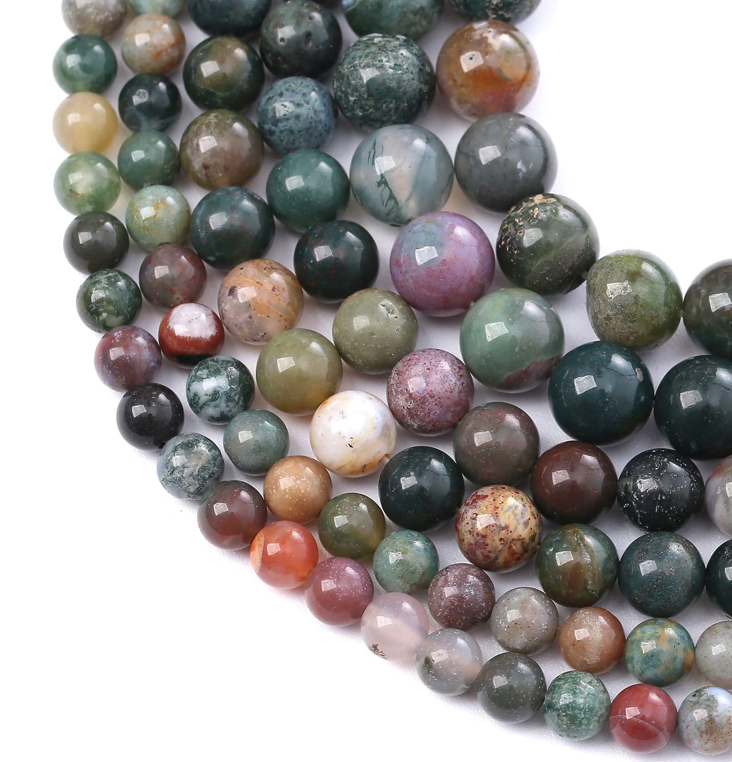 90PCS 4MM Colorful Indian Agate Beads Natural Gemstone Round Stone Beads for Jewelry Making DIY Energy Stone Healing Power Bracelet 15"