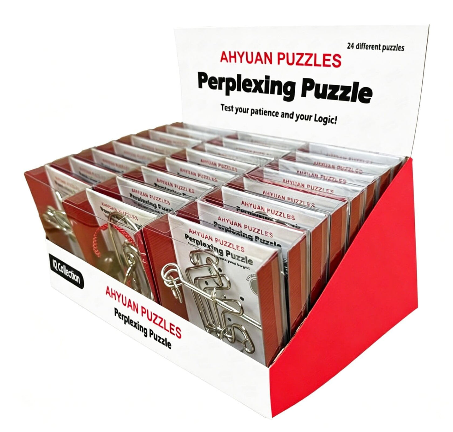 AHYUAN 24 Packs Large Metal Puzzles Brain Teaser IQ Wire Puzzles with Individual Backside Solution Paper Box Gift Package Educational Puzzle Games Toys Magic Trick Toy Party Favors for Kids Adults