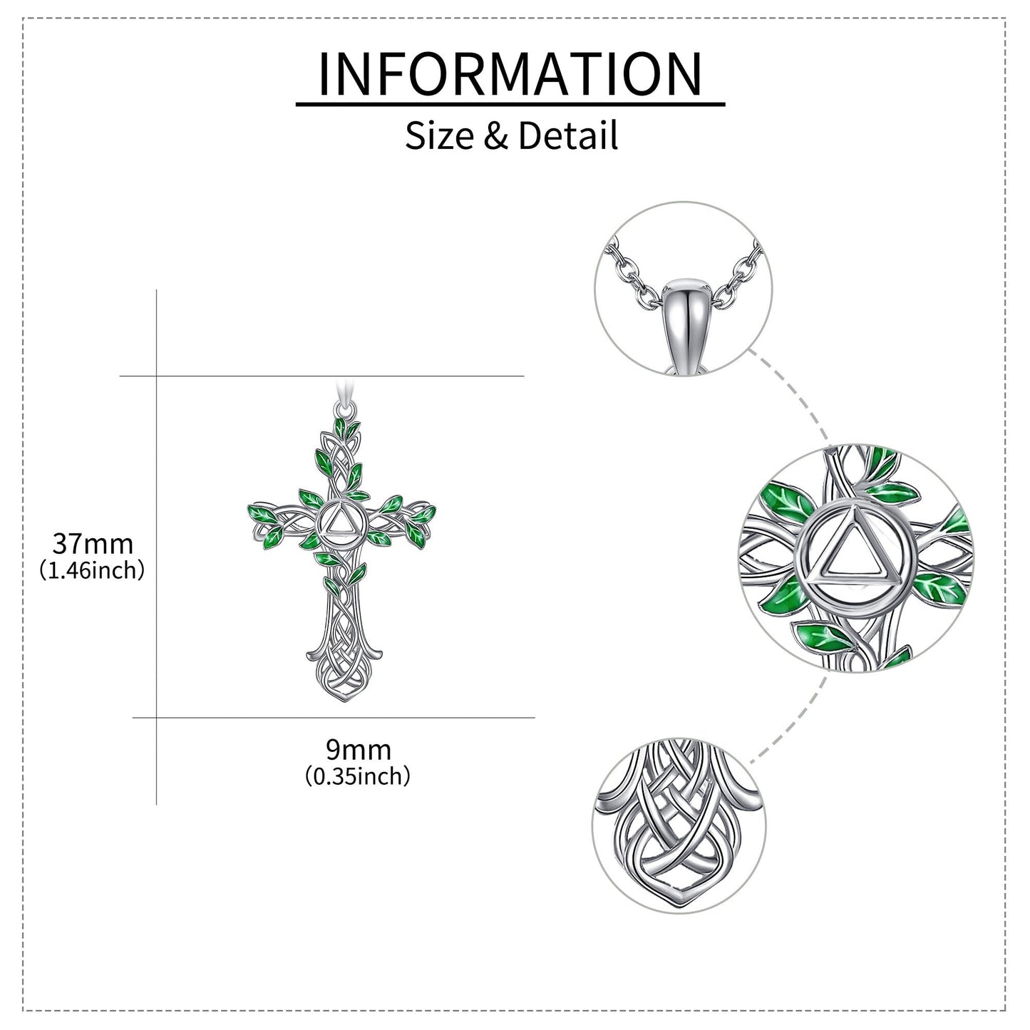 ONEFINITY AA Cross Necklace Sterling Silver Celtic Knot Cross Pendant Gifts for Women Men Jewelry (AA cross)