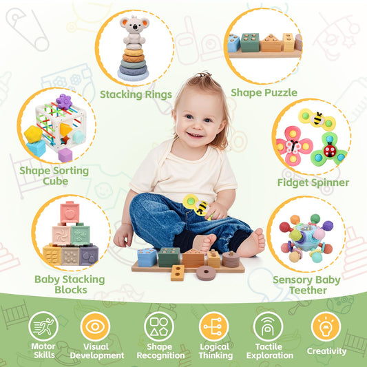 YHHYTOY Montessori Baby Toys Set for 9-18 Months, Infant Sensory Toys Color Learning and Musical Enlightenment