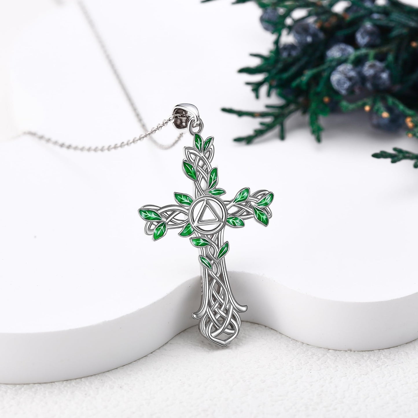 ONEFINITY AA Cross Necklace Sterling Silver Celtic Knot Cross Pendant Gifts for Women Men Jewelry (AA cross)