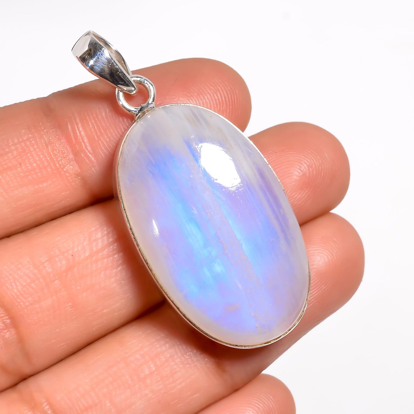 SIVARA 925 Sterling Silver Moonstone Pendant Necklace – June Birthstone Jewelry for Women – Handmade Spiritual Necklace