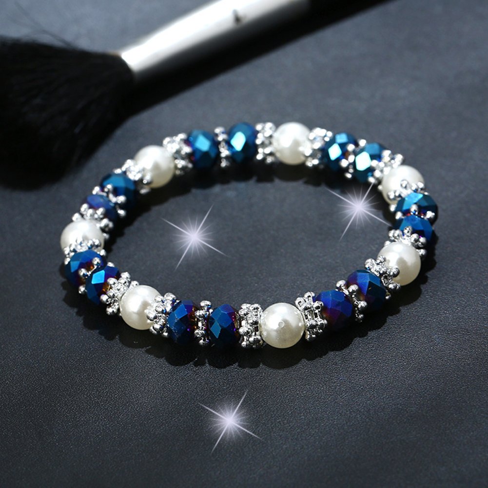 Pearl Bracelets for Women,Freshwater Pearls Crystal Bracelet Boho Bracelets Bead Bracelet Gifts (Colorful)