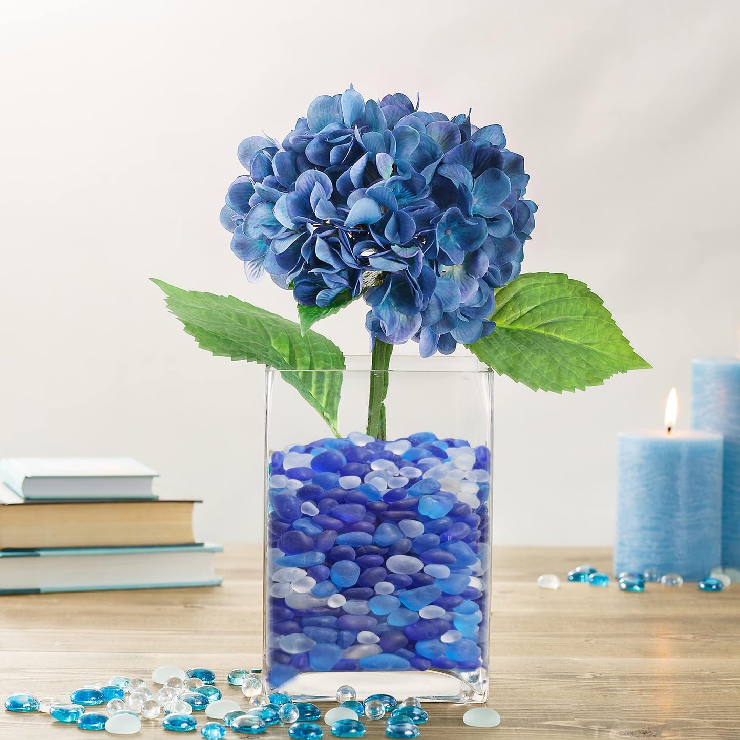 QYGL Sea Glass Stones - 2.9LB/46.4oz Blue Mixed Frosted Glass Pebbles Gemstones - Perfect for Aquarium Rocks, Fish Tank Gravel, Vase Fillers, Seaglass DIY Crafts, and Home Decor