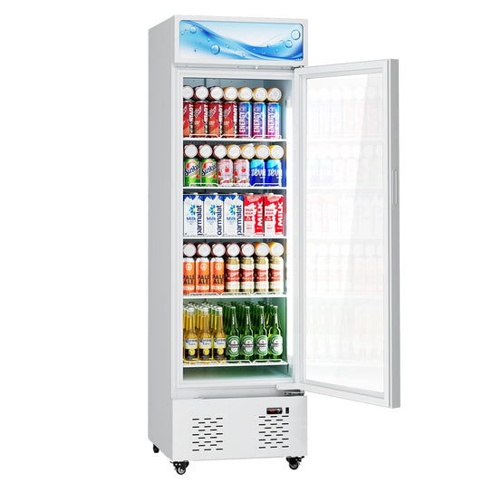 ECEVT 11 Cu.Ft Commercial Beverage Refrigerator Glass Door Drink Cooler with Soft Light and 5 Shelves, Display Refrigerator for Restaurant Store Cafe Bar, White
