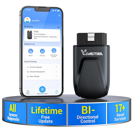 OBD2 Scanner Bluetooth Vdiagtool D100, Bidirectional Scan Tool Wireless - Full System Diagnostic With 17 Resets, Lifetime Updates Crank Sensor Throttle EPB Relearn Car Code Reader for iPhone & Android