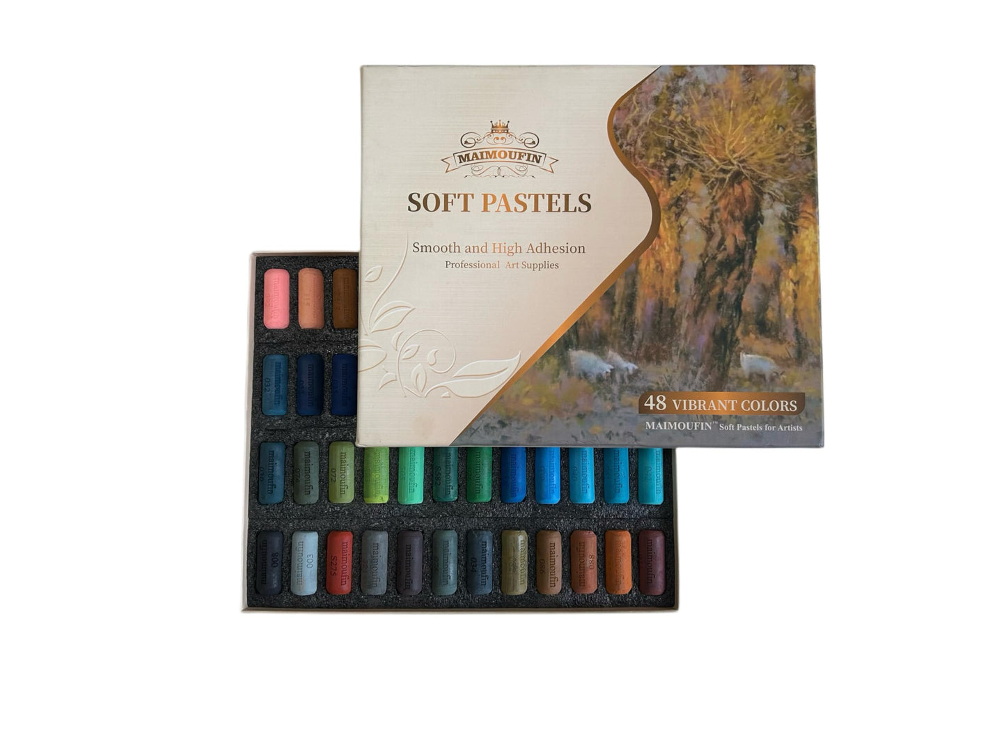 MAIMOUFIN Soft Pastels for Artists Highly Pigmented Sticks 48 Vibrant Colors Professional Grade Art Supplies Smooth Blendable Pastels Set for Drawing,Painting Artists,Beginner
