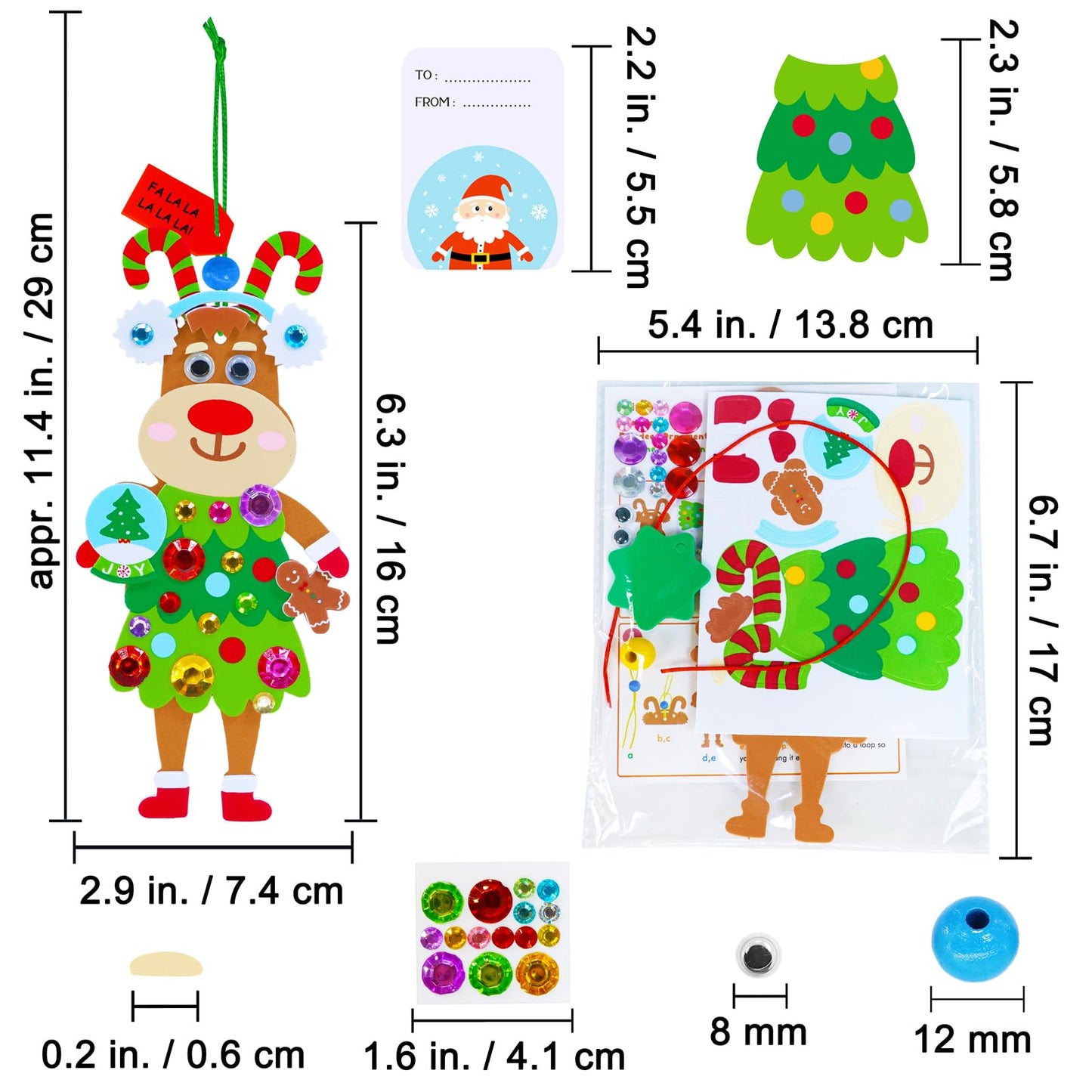 Winlyn 24 Sets Christmas Decorations DIY Reindeer Tree Ornaments Winter Crafts Kits Foam Reindeer with Festive Foam Stickers for Kids Holiday Seasonal Gift Home Classroom Activities Party Favors