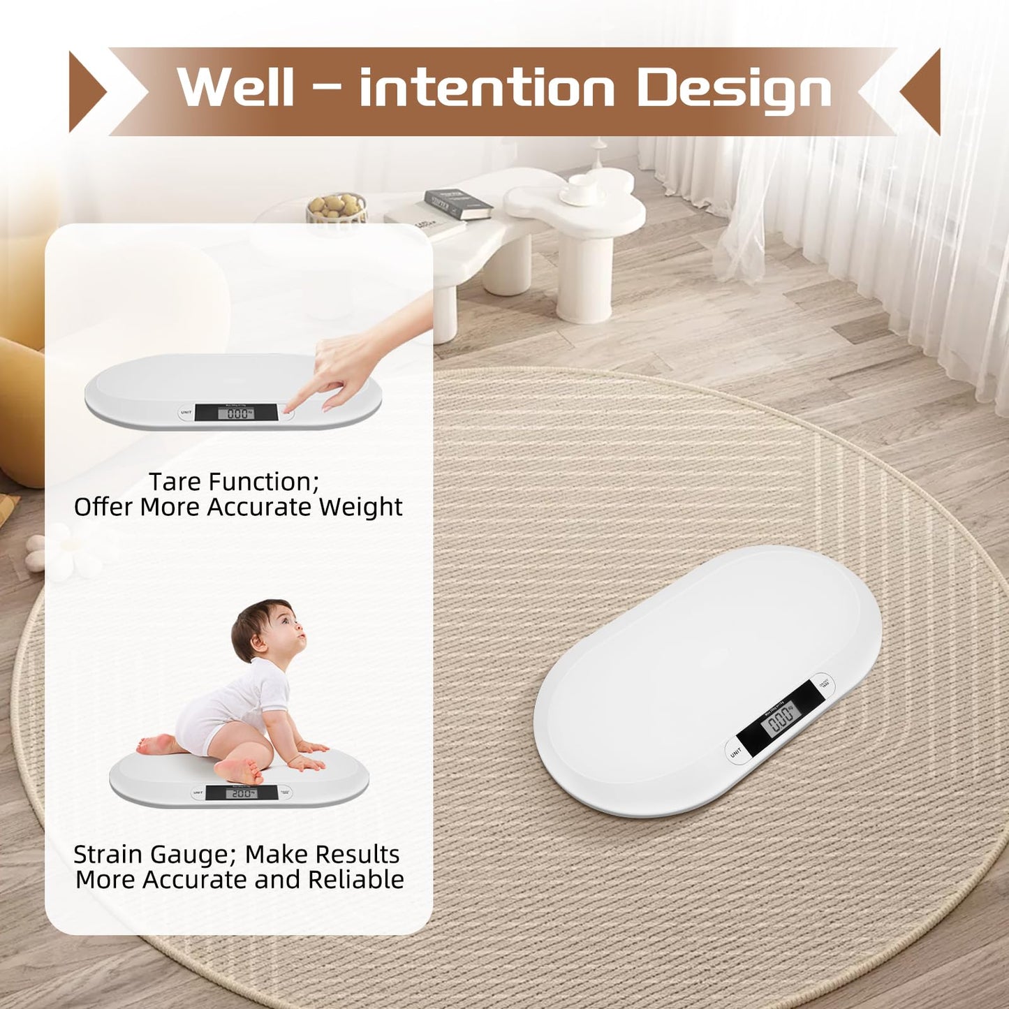 Digital Baby Scale, Infant Weighing Scale for Toddlers, Multifunctional Newborn Baby Scale with Hold Function, Pet Scale for Cats and Dogs, Up to 44lbs