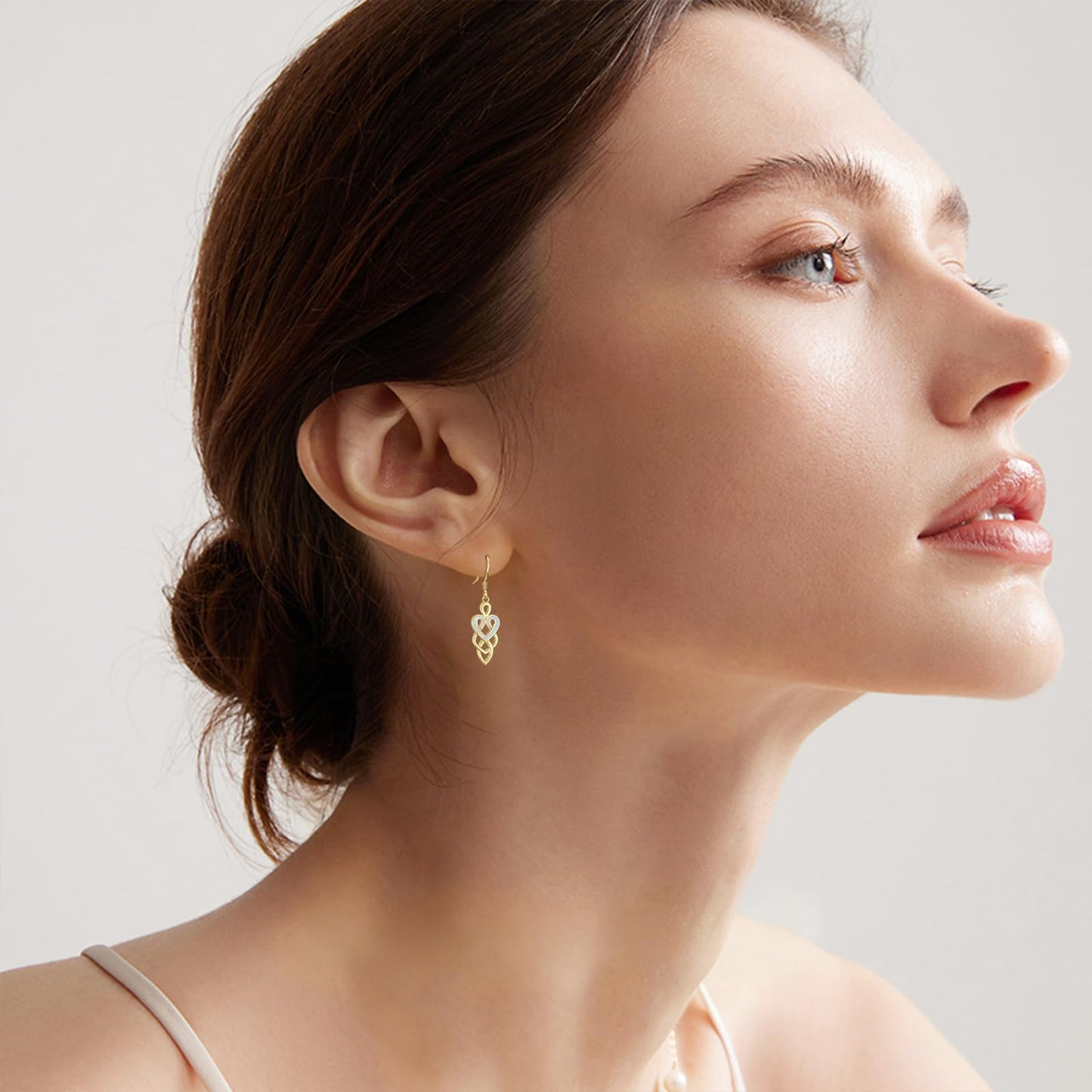 XPYPZP 14K Gold Celtic Knot Earrings Irish Gift for Women Opal Celtic Heart Dangle Drop Earrings Irish Love Jewelry Ireland Mothers Day Gifts for Mom Wife