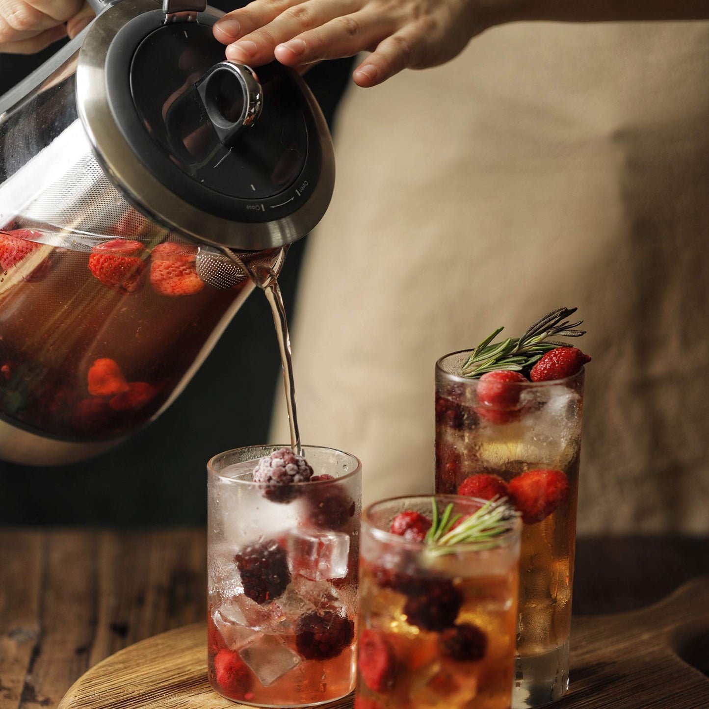 BUYDEEM K2423 Tea Maker, 316 Stainless Steel & Heat Resistant DURAN Glass Electric Kettle, Removable Infuser, Auto Keep Warm, 1.2L
