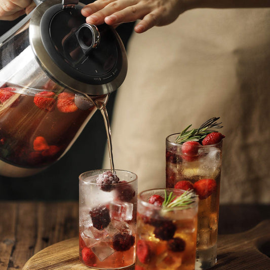 BUYDEEM K2423 Tea Maker, 316 Stainless Steel & Heat Resistant DURAN Glass Electric Kettle, Removable Infuser, Auto Keep Warm, 1.2L