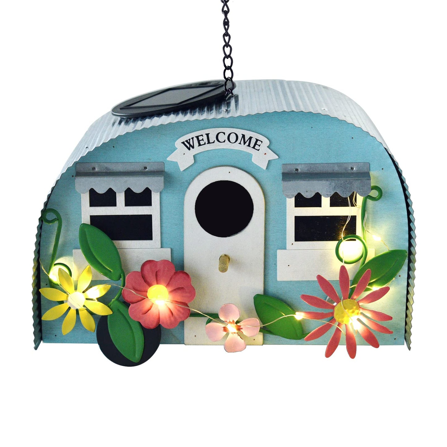 BAYN Bird Houses for Outside Decorative with 10 LEDs Solar String Lights Humming Bird Houses for Outside Hanging Handwork Bird Nest Garden Decor Outdoor