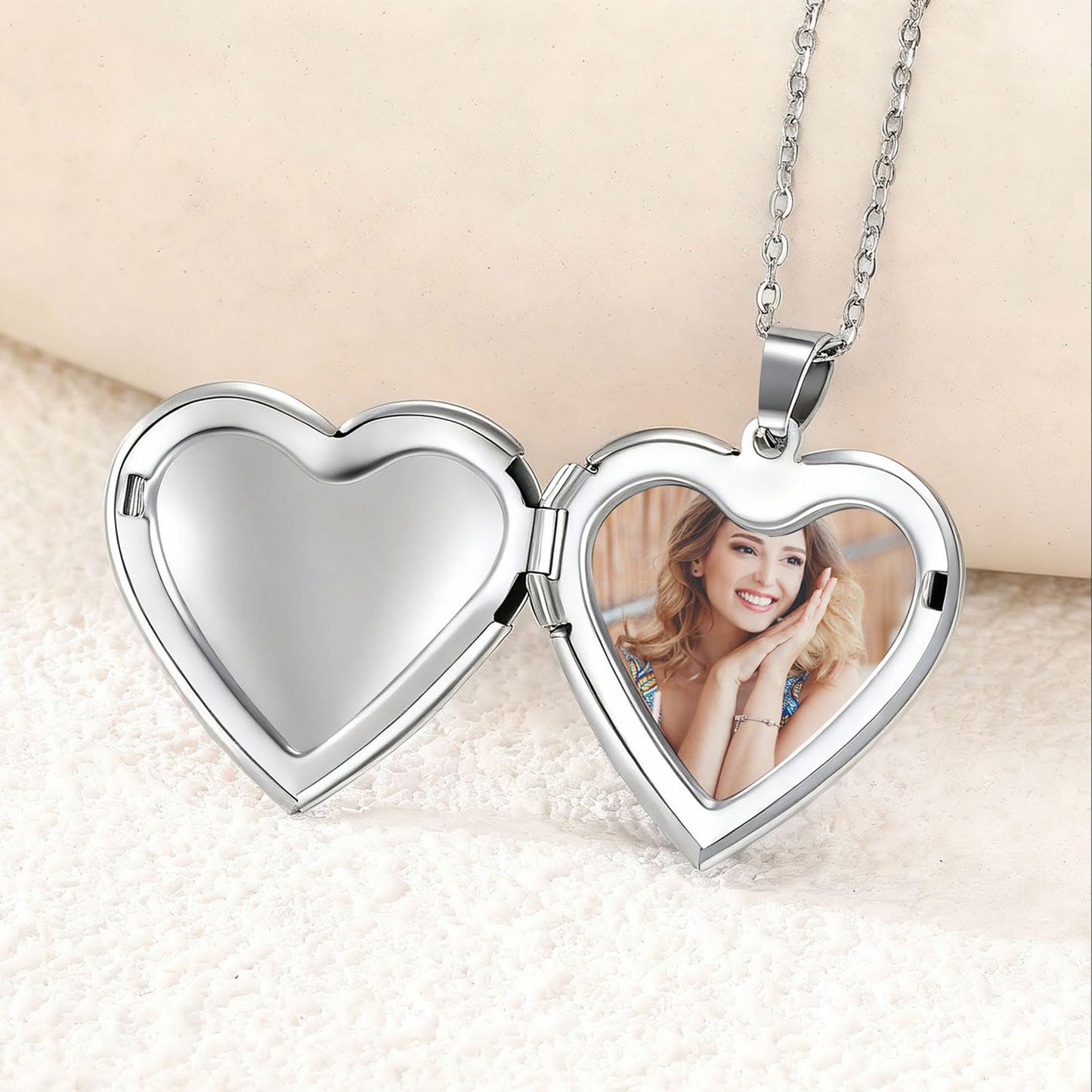 PHOCKSIN I Love You Sister Personalized Heart Locket Necklace That Holds Pictures Customizable Photo Lockets for Women Custom Photo Text&Symbols