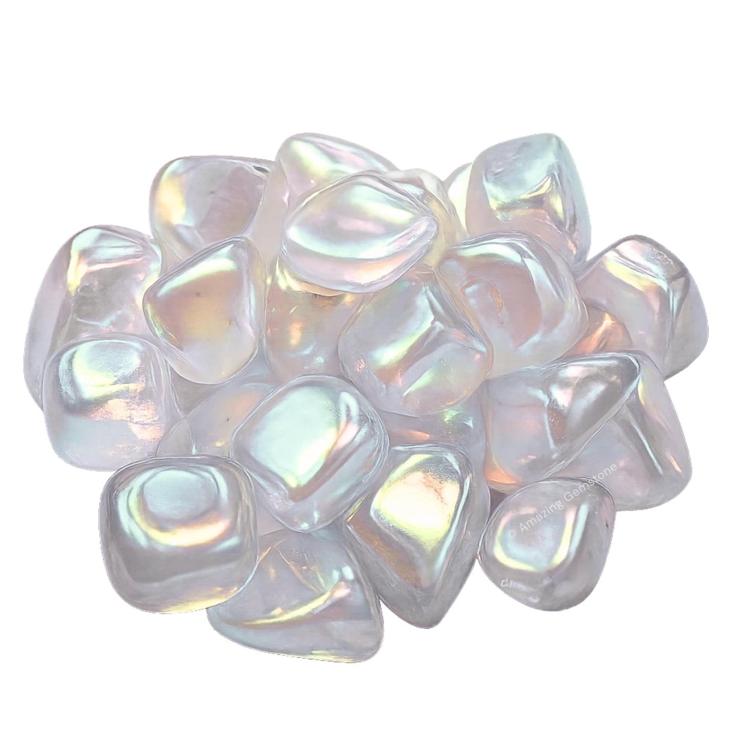 Amazing Gemstone Angel Aura Quartz Crystals and Healing Stones Tumbled - 1 oz, Healing Stones for Energy Balance, Stress Relief - Premium Polished Gems Rocks for Meditation and Wellness
