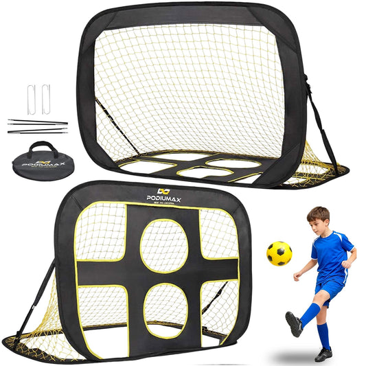 PodiuMax Kids Soccer Goal 2 in 1, Pop up Portable Soccer Goals for Backyard, Soccer Net for Kids Age 3 5 8, Indoor Outdoor Toddler Soccer Goal with Carry Bag, Improving Passing & Shooting Accuracy