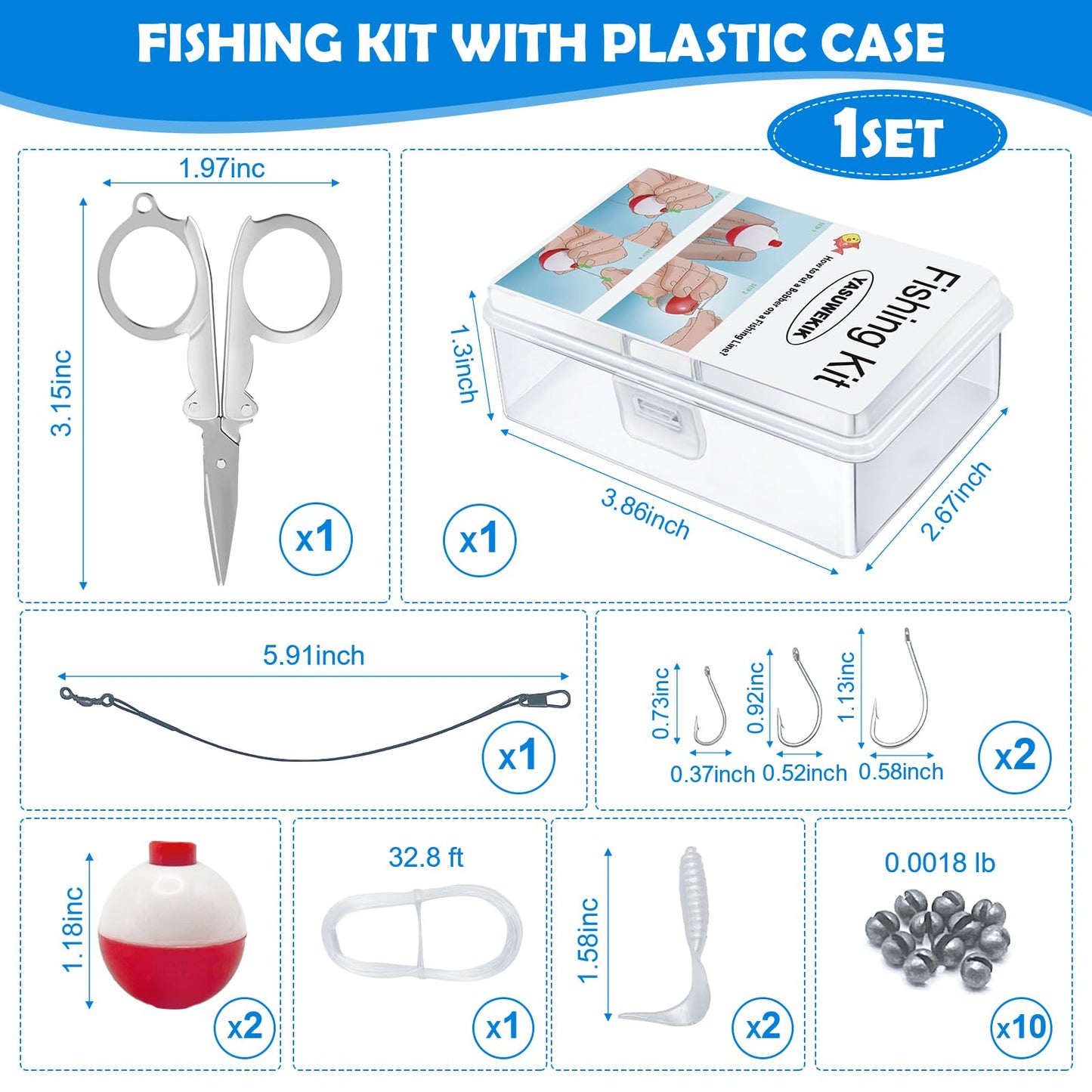 yasuwekik 6 Pack Mini Fishing Kits Bulk Small Emergency Survival Fishing Kits Outdoor Compact Fishing Tackle Kits with Case for Beginner Christmas Shoebox Fillers for Fishing Party Favors
