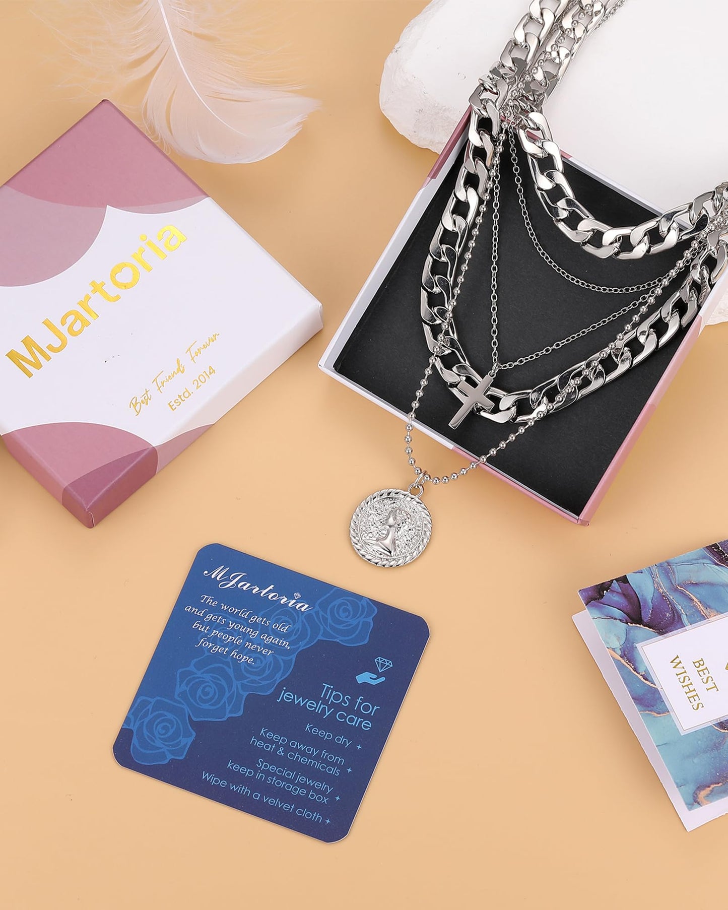 MJartoria Gold Layered Necklaces for Women Trendy Retro Coin Pendant Necklace Dainty Chunky Chain Choker Necklaces for Jewelry Birthday Gifts (Silver, A-Y-Retro Coin-Cross-5 in 1 Layered)