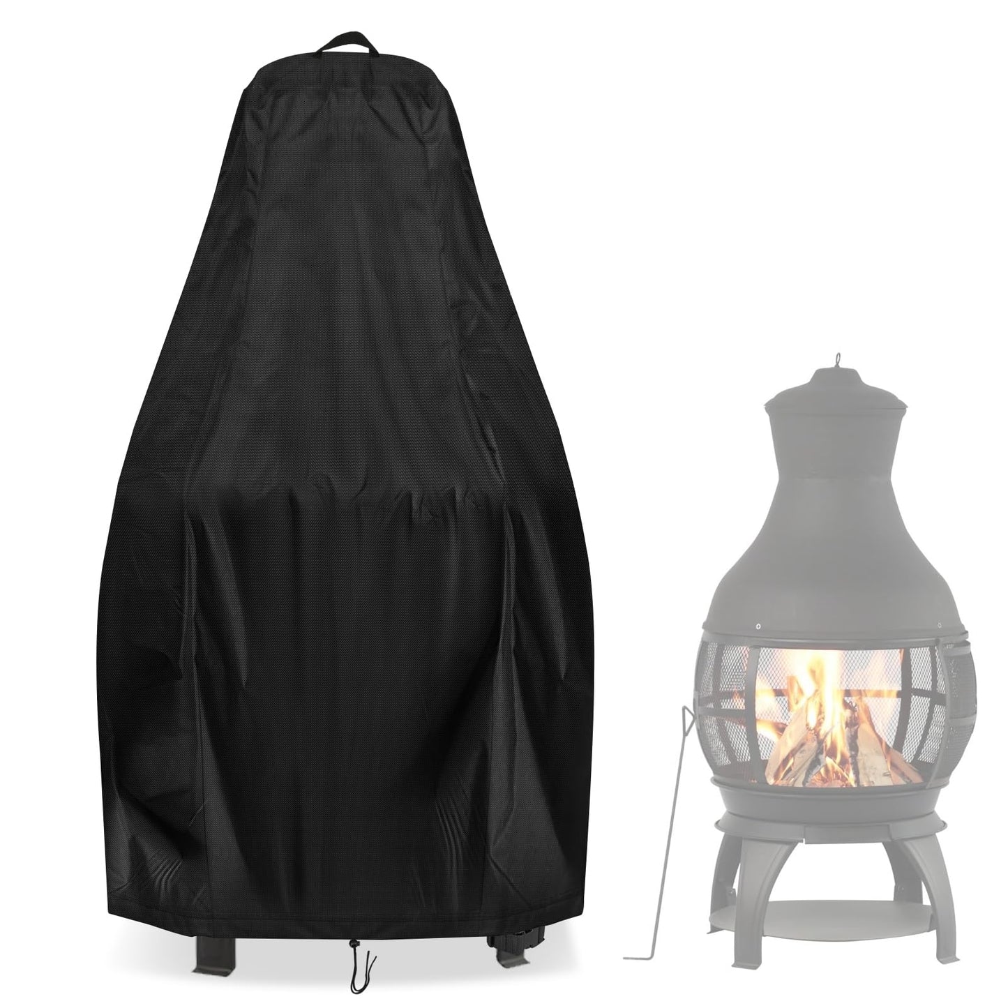 Aidetech Chiminea Cover for BALI OUTDOORS, Waterproof Outdoor Fireplace Fire Pit Cover- 25”D x 50”H, Black