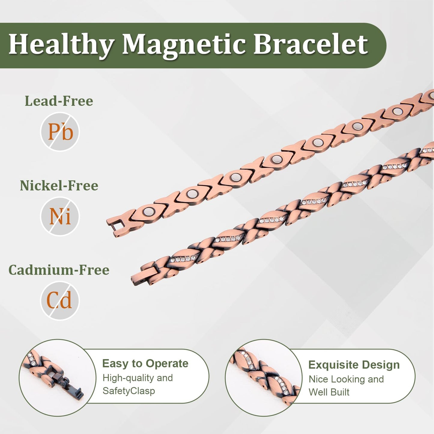 Fashtour 99.99% Pure Copper Magnetic Bracelet for Women, Heart Wire Design Adjustable Jewelry with 3800 Gauss Magnets, Elegant Gift Box