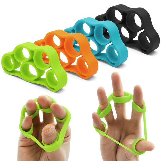 Finger Stretcher 4 Pack Finger Extensor Bands Hand Resistance Bands Finger Strengthener Finger Exerciser Hand Extension Exerciser Extensor Trainer for Grip Strength Rehab Climbing Training