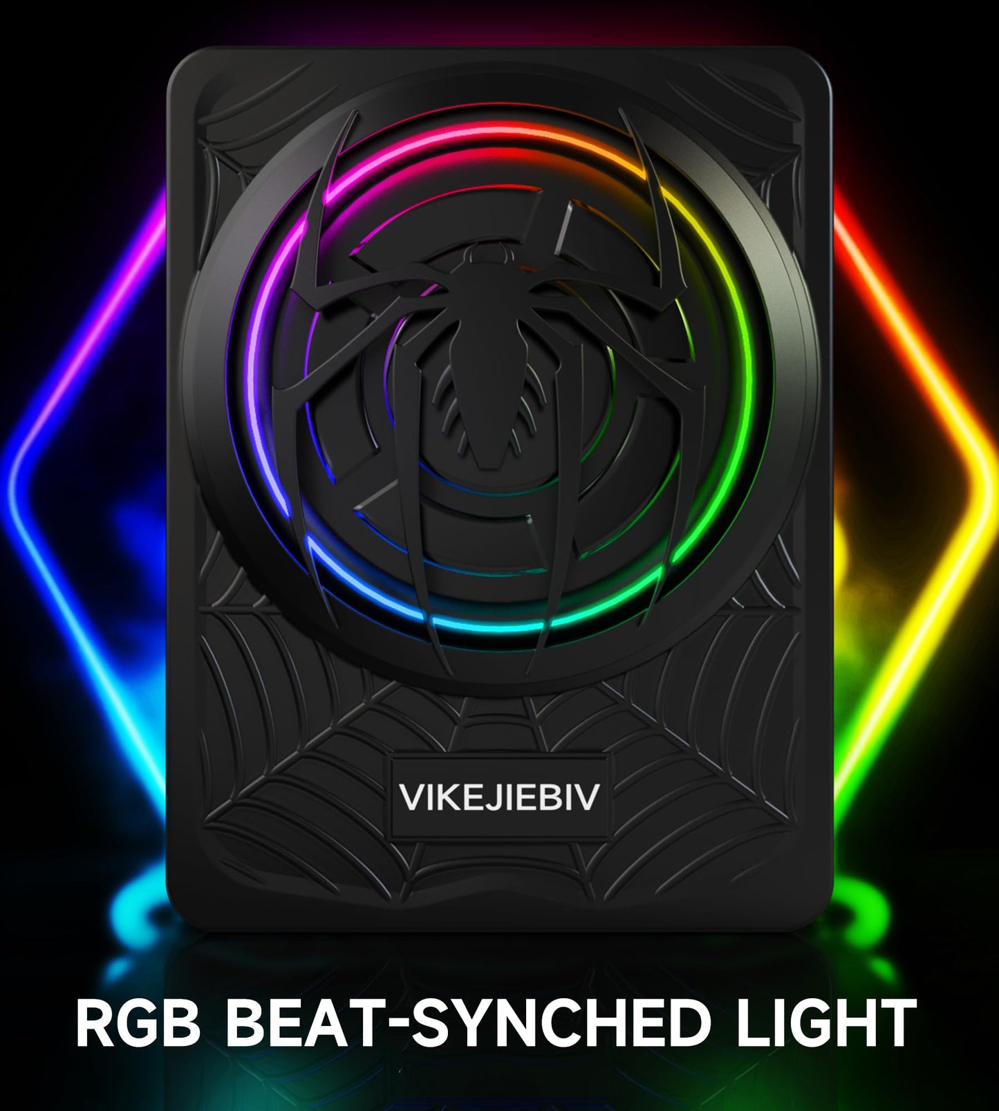 1200W RGB Subwoofer, Slim Underseat Car Subwoofer and Amp Package with RGB Beat-Synced Light, Individual Control for Low Pass/Gain/Boost (A, B)