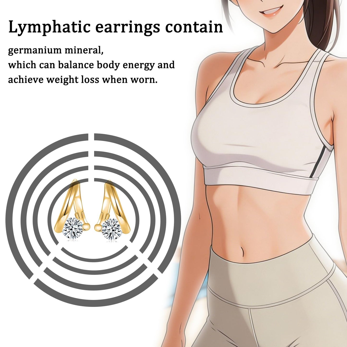 Lymphatic Earrings for Women Negative Lon Lymph Detox Earrings Lymphvity Germanium Earring Drainage Slimming Jewelry Gift (Gold1)
