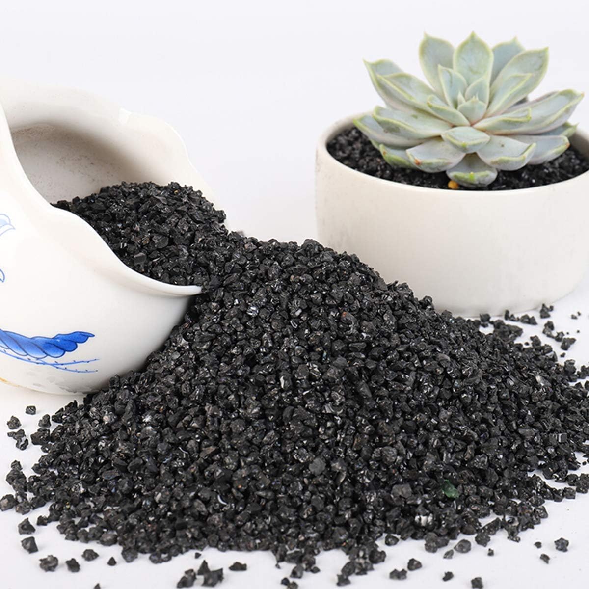TOYPOPOR 6lb Succulents and Cactus Black Sand, Décor & Additive Tiny Stones, DIY Rocks Gravel, Decorative Pebbles for Bonsai, Fairy Gardening, Terrarium, Vases Fillers, Top Dressing