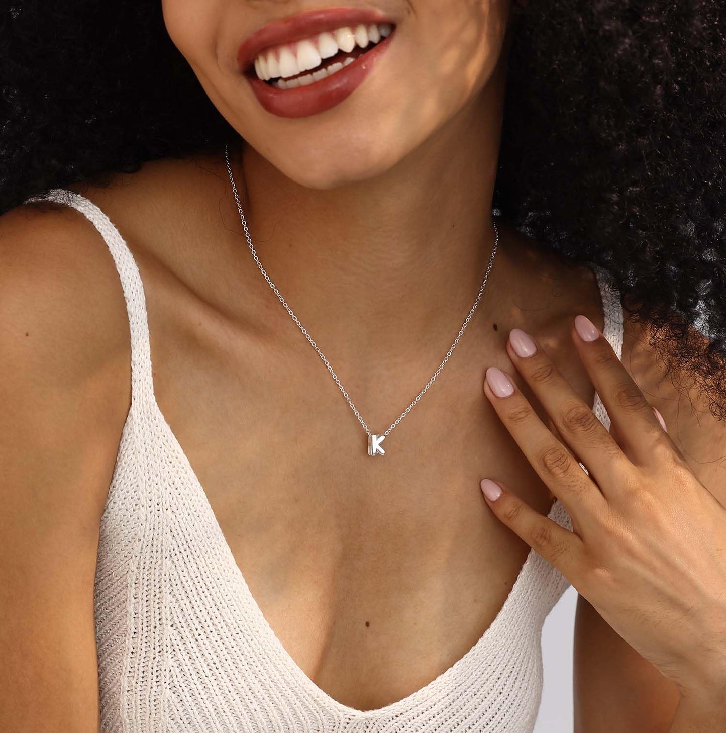 CUEZIY Bubble Silver Letter Necklace Initial Necklaces for Women Dainty Personalized Charm Pendant Name Necklace Cute Non Tarnish Fashion Accessories Teen Gift Trendy Stuff Silver Jewelry Gifts