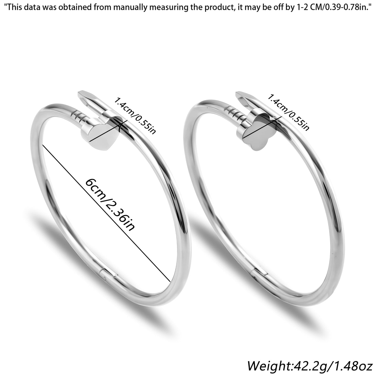 Acnode Gold Bangle Bracelets for Women -2PCS Friendship & Love Bangle Bracelet Clover Nail Bracelet Stack Set Trendy Non-Tarnish Stainless Steel Jewelry Gifts for Mom Wife Her