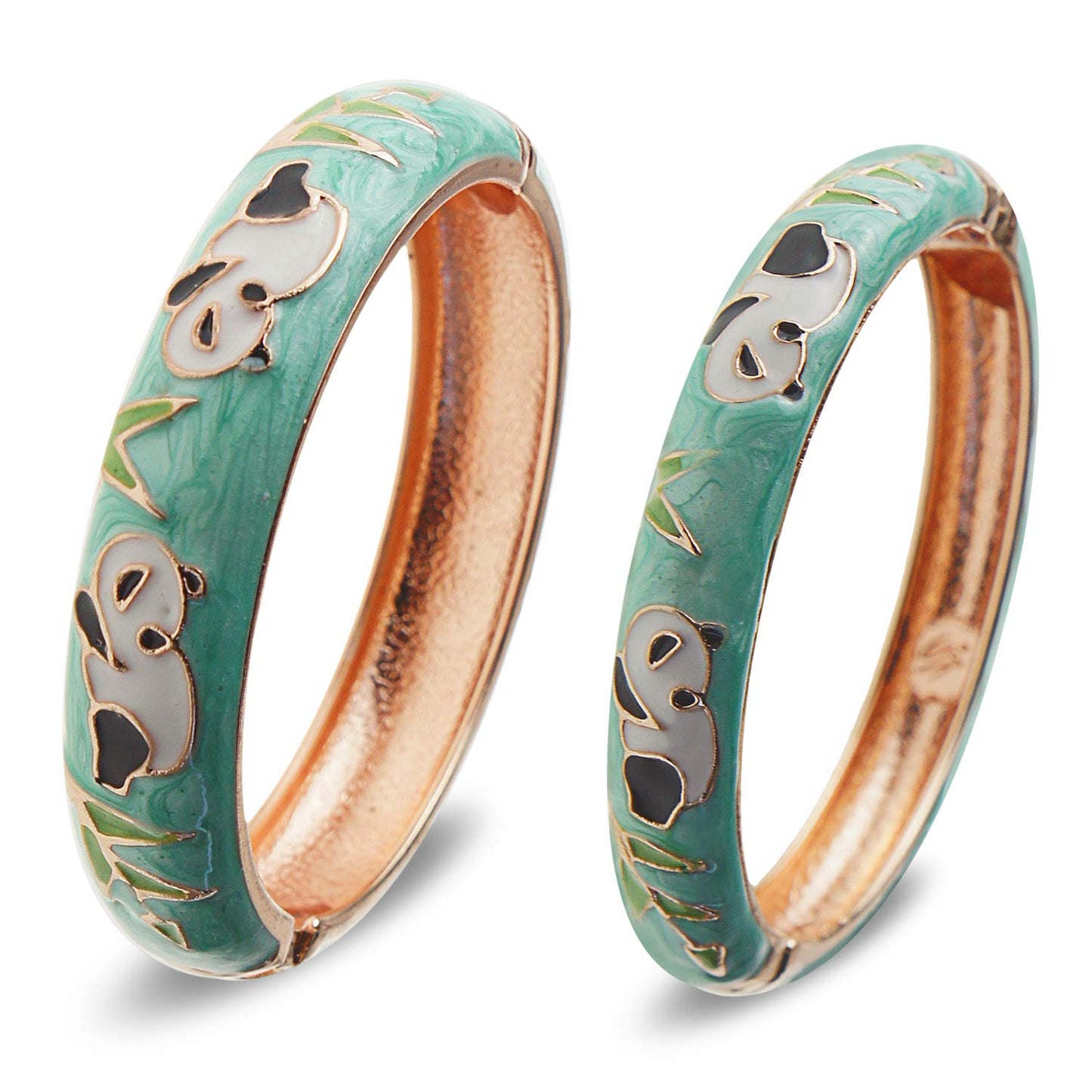 UJOY Cloisonne Couple Colors Bracelets Golden Sunflower Enameled Spring Hinged Cuff Bangles Womens Gifts Jewelry 55C36 yellow green