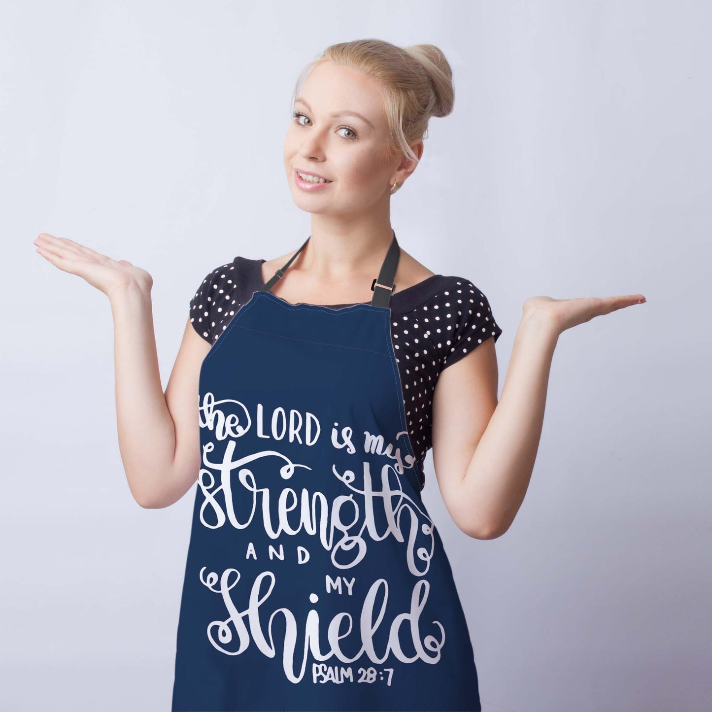 Olikked Baking Apron for Men the Lord Is My Strength and My Shield Bible Verse Modern Cute Aprons for Men for Kitchen Cooking Restaurant BBQ Painting Crafting 27” (W) x 31” (H), Waterproof Aprons